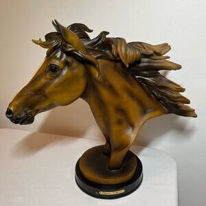 Elegante Collection 14 Horse Head Statue Figurine w faux marble  wood Base
